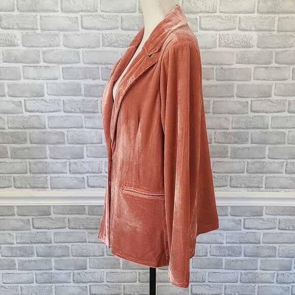 On Twelfth Velvet Blazer Jacket Womens XL Terracotta Rust Quiet Luxury Classic - Picture 3 of 8